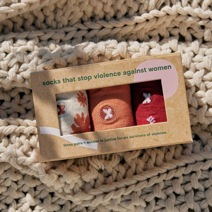 Socks that Stop Violence Against Women: 3 Pair Boxed Set