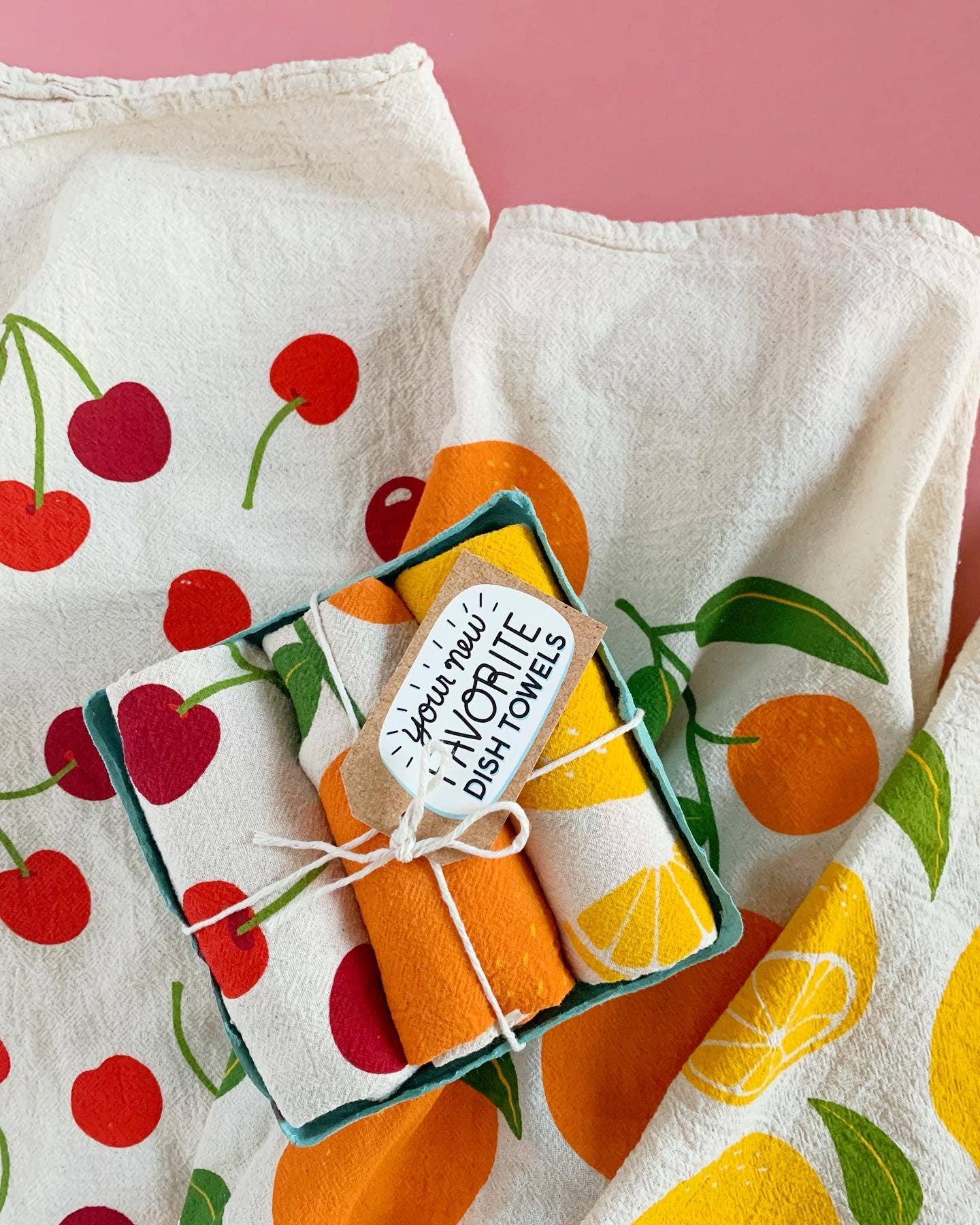 FRUIT STAND (Cherry, Orange, and Lemon) - Tea Towel Set of 3