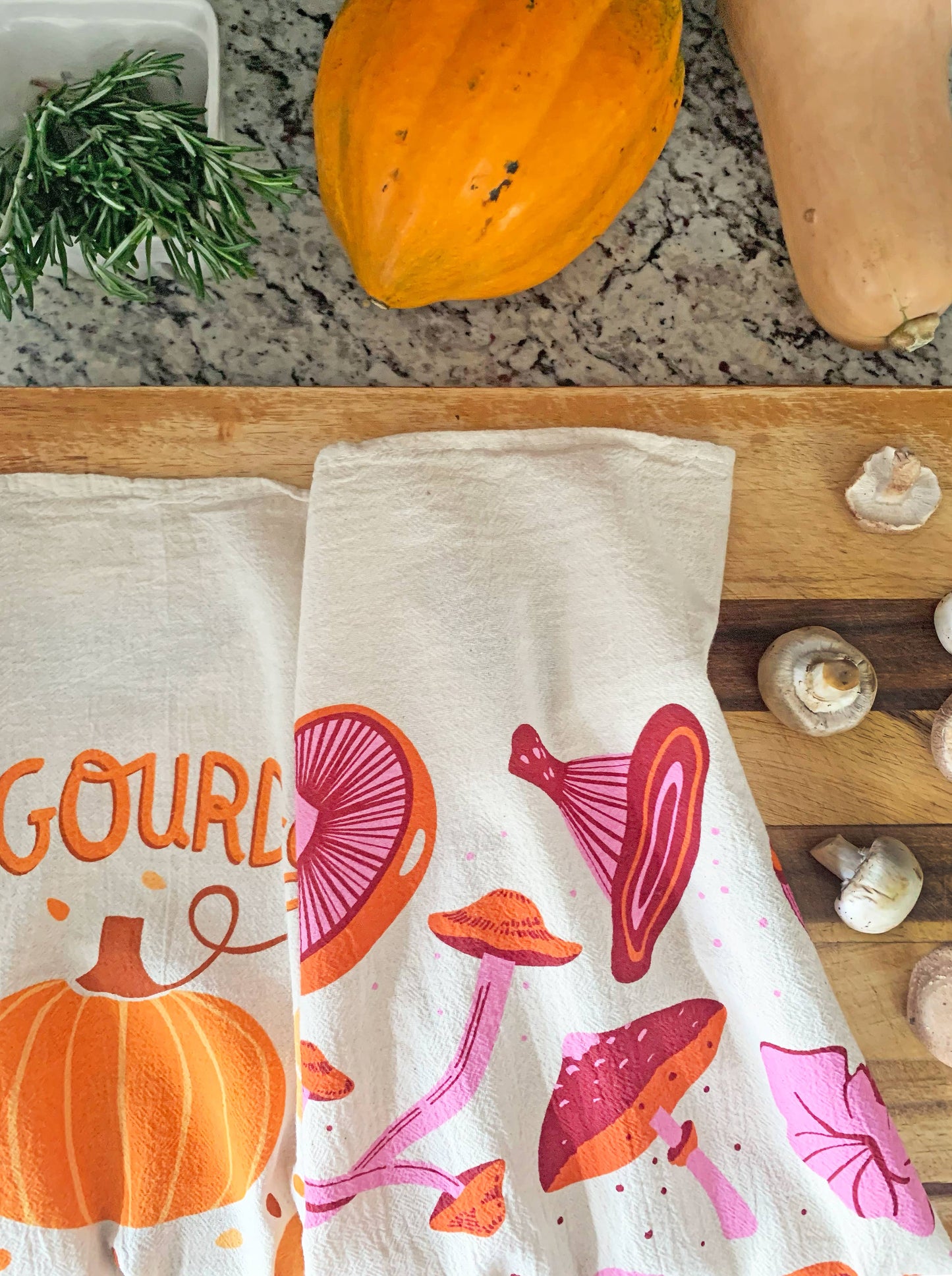 FALL FEAST (Mushroom, Gourd) - Tea Towel Set of 2