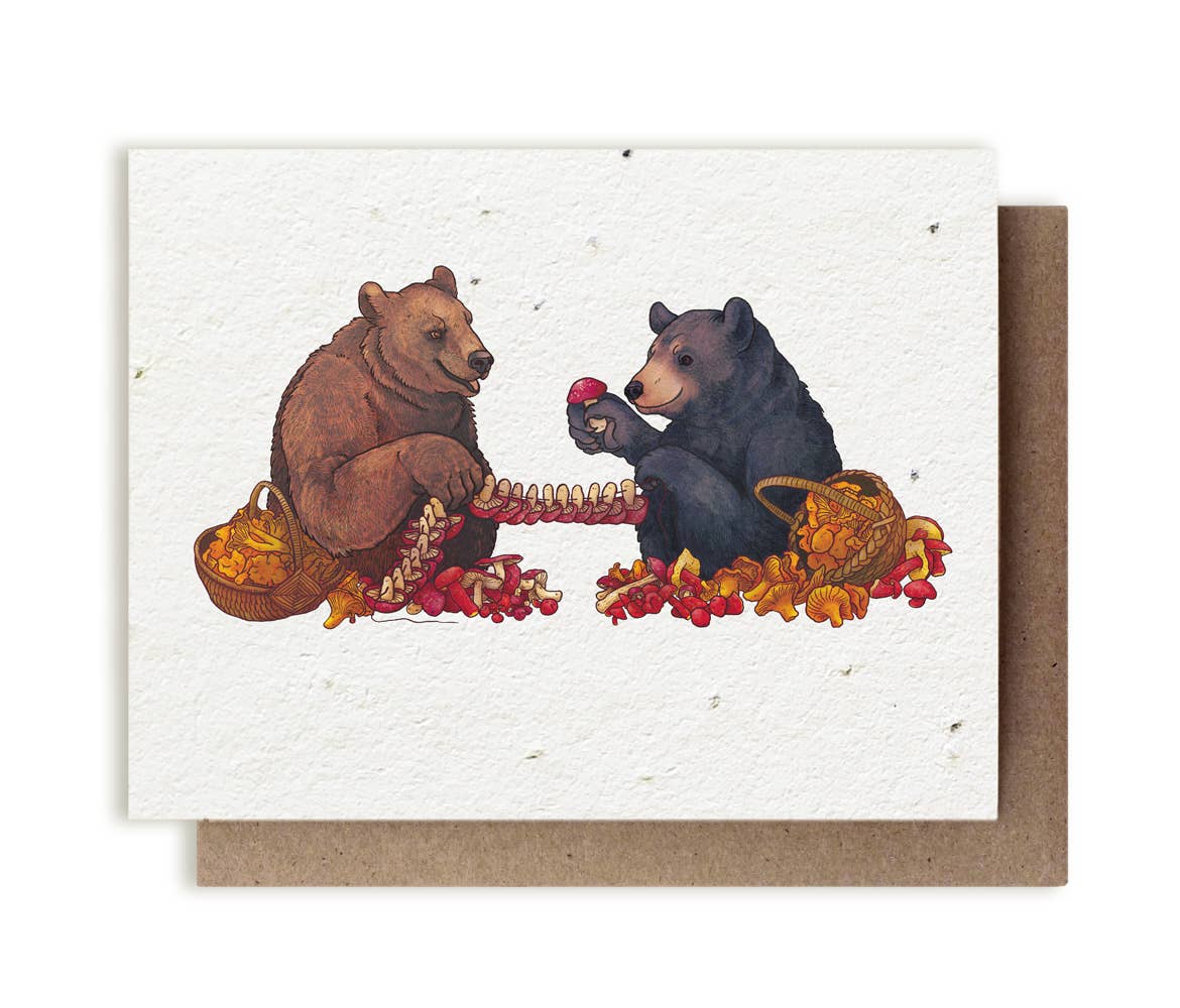 Bears and Mushrooms Plantable Herb Seed Card