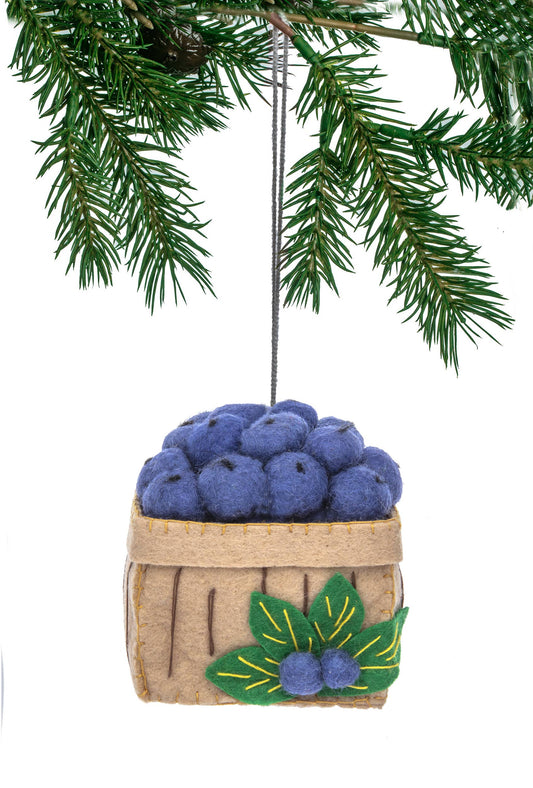 Blueberry Basket Handmade Felt Ornament