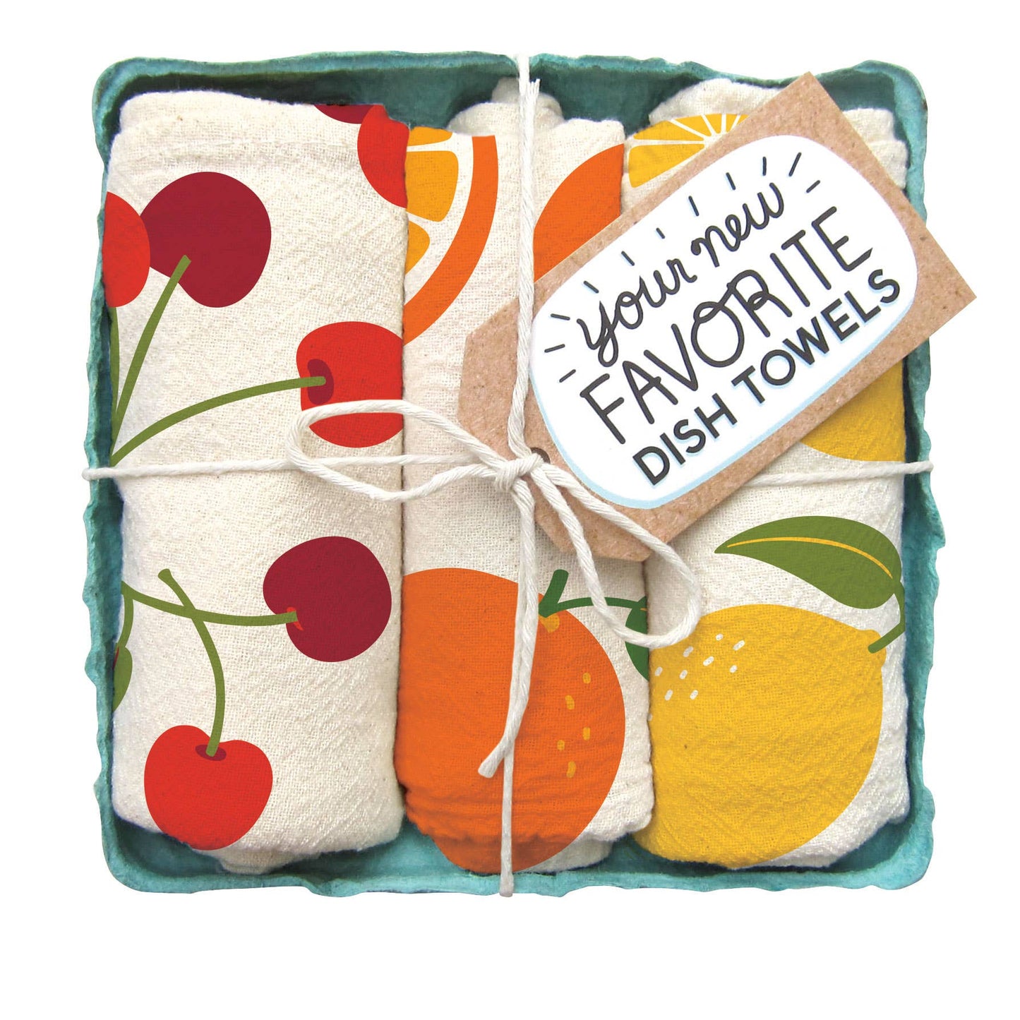 FRUIT STAND (Cherry, Orange, and Lemon) - Tea Towel Set of 3