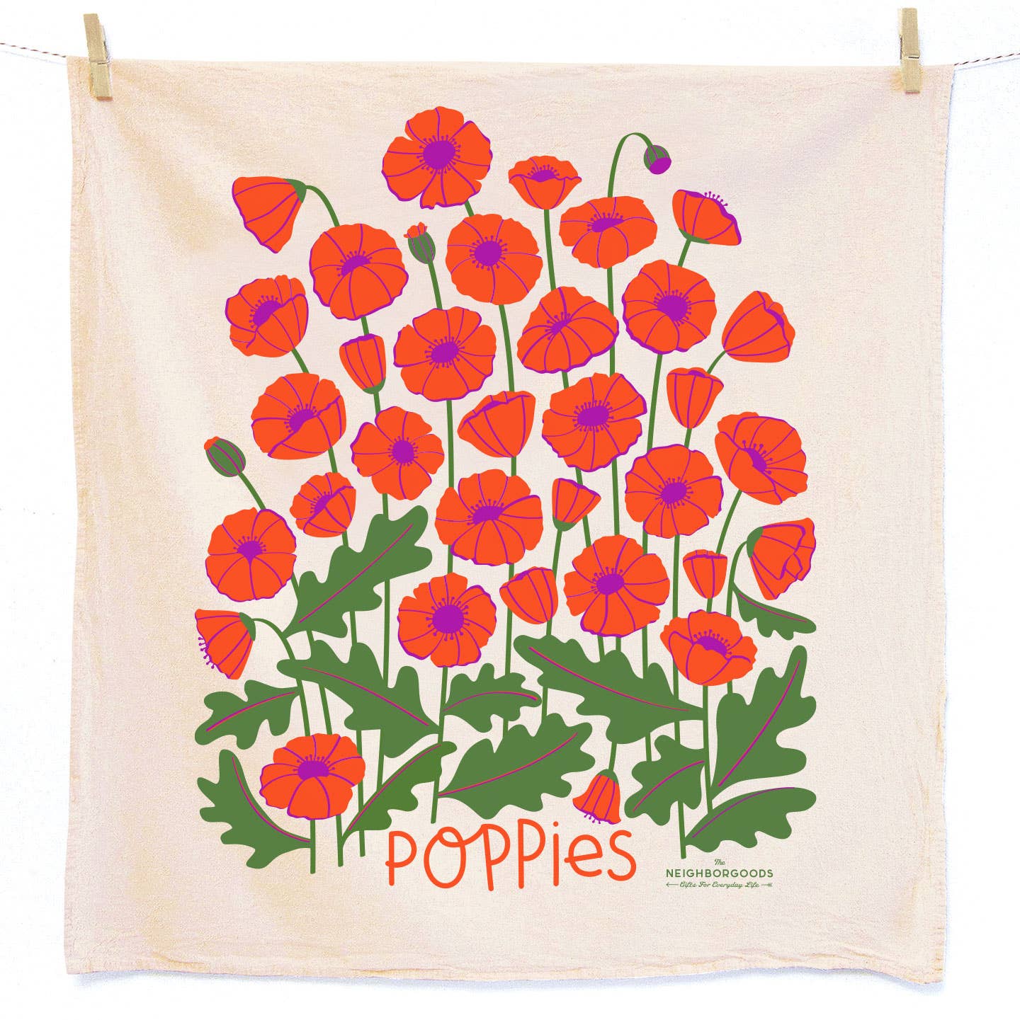 FIELD DAY (Mushroom, Poppies) - Tea Towel Set of 2