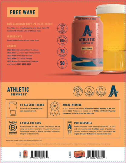 Non-Alcoholic Free Wave Hazy IPA by Athletic Brewing Co