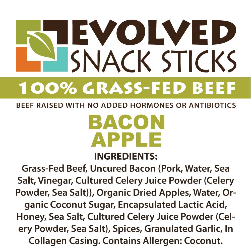 Uncured Bacon & Apple Grass-Fed Beef Snack Sticks - 8 grams protein