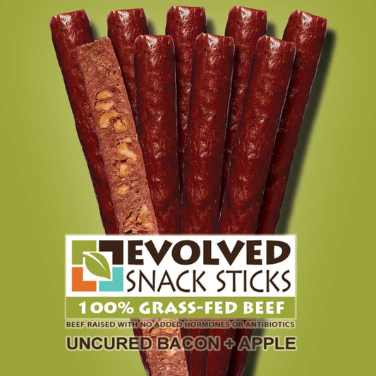 Uncured Bacon & Apple Grass-Fed Beef Snack Sticks - 8 grams protein