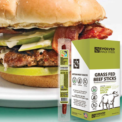 Uncured Bacon & Apple Grass-Fed Beef Snack Sticks - 8 grams protein