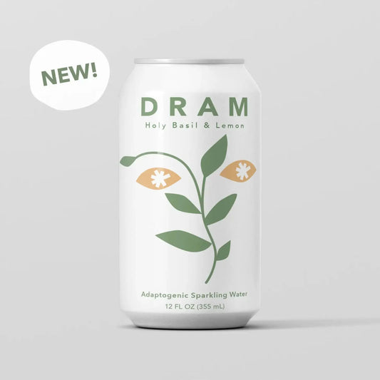 Holy Basil & Lemon Adaptogenic Sparkling Water by DRAM