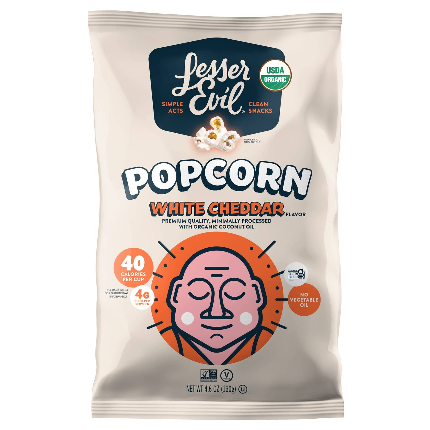 Organic Popcorn, White Cheddar Flavor - 4.6 oz Sharing Size