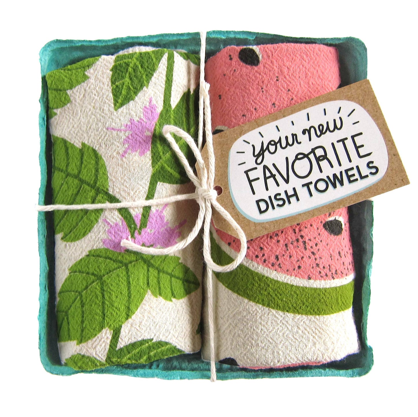 MINT & MELON (Mint, Watermelon) - Tea Towel Set of 2