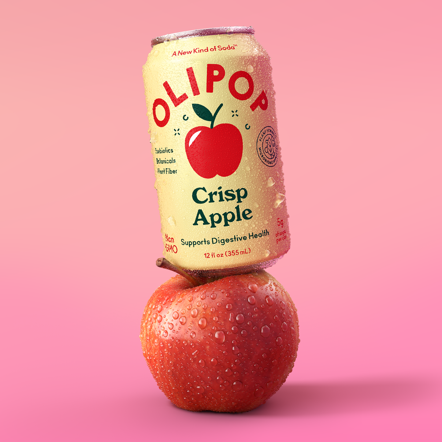 Olipop Crisp Apple Prebiotic Natural Soda