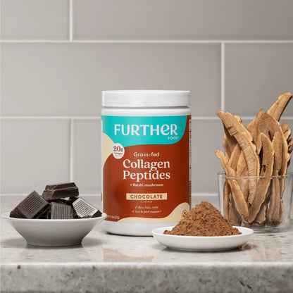 Chocolate Collagen Peptides Powder w/ Reishi Mushroom by Further Food