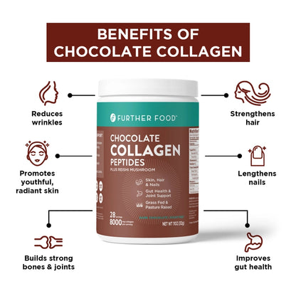 Chocolate Collagen Peptides Powder w/ Reishi Mushroom by Further Food
