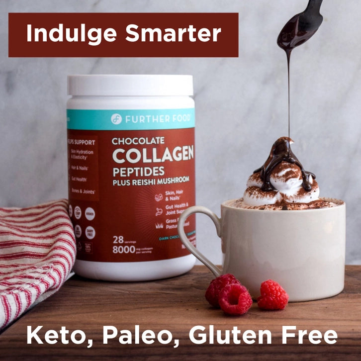 Chocolate Collagen Peptides Powder w/ Reishi Mushroom by Further Food
