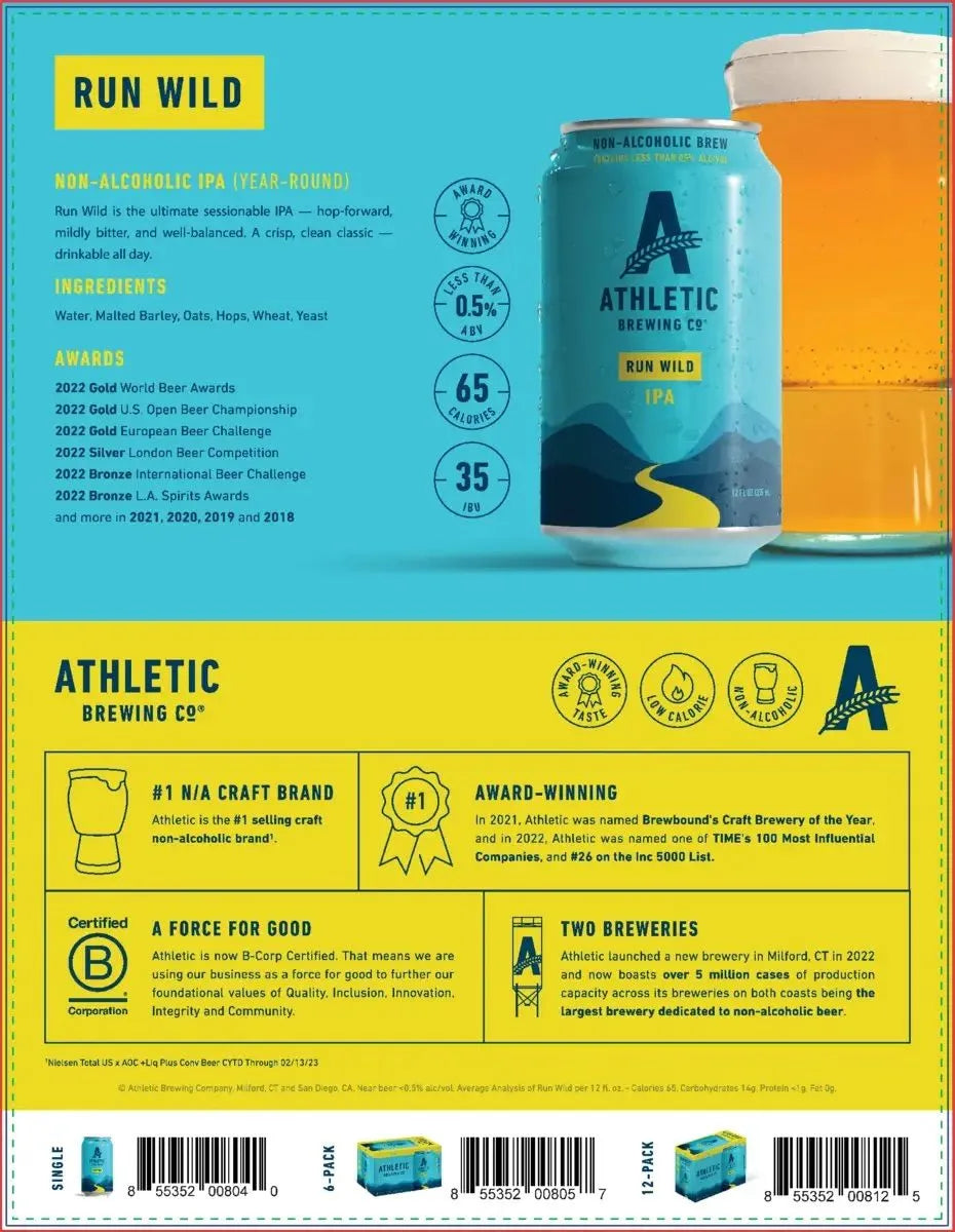 Non-Alcoholic Run Wild IPA by Athletic Brewing Co