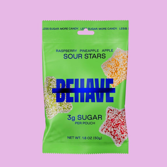 Low-Sugar "Healthy" Gummy Sour Stars: Raspberry, Pineapple, Apple