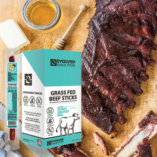 Honey Smoked BBQ Grass-Fed Beef Snack Sticks - 8 grams protein