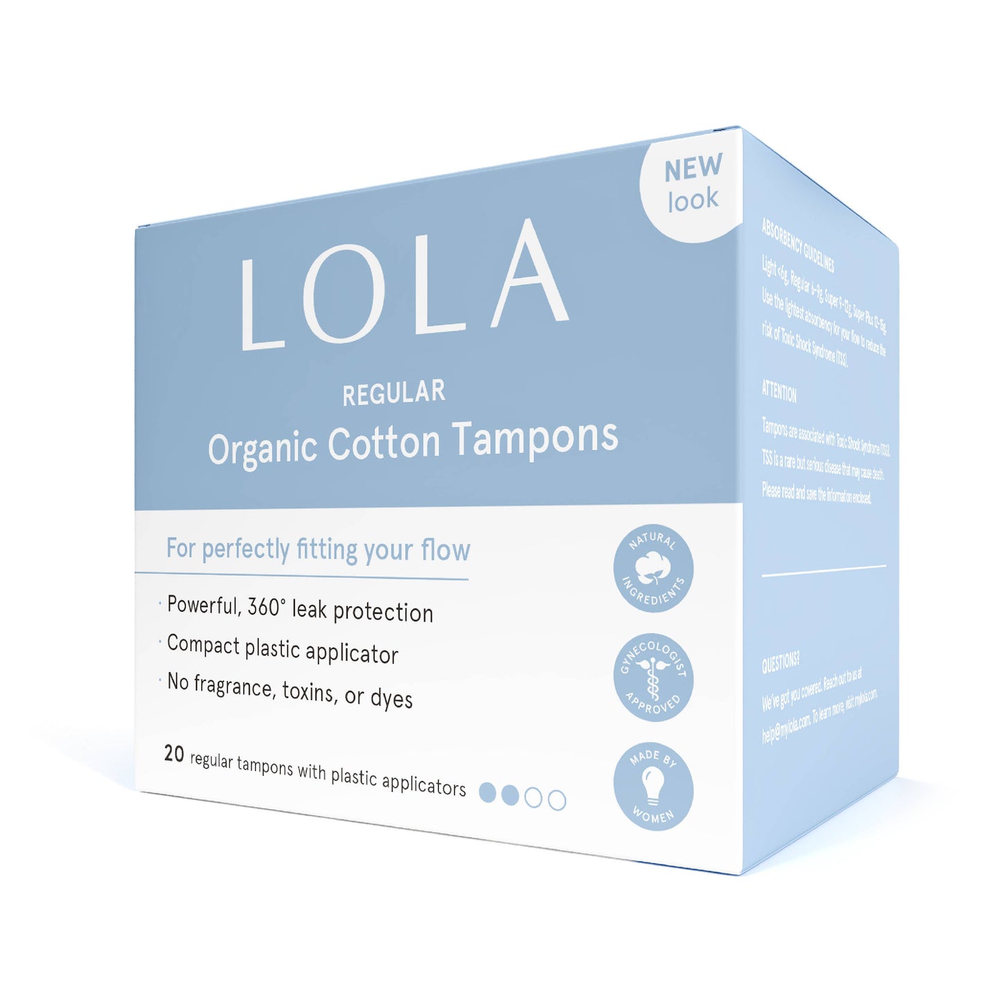 20ct Regular Organic Cotton Tampons by Lola