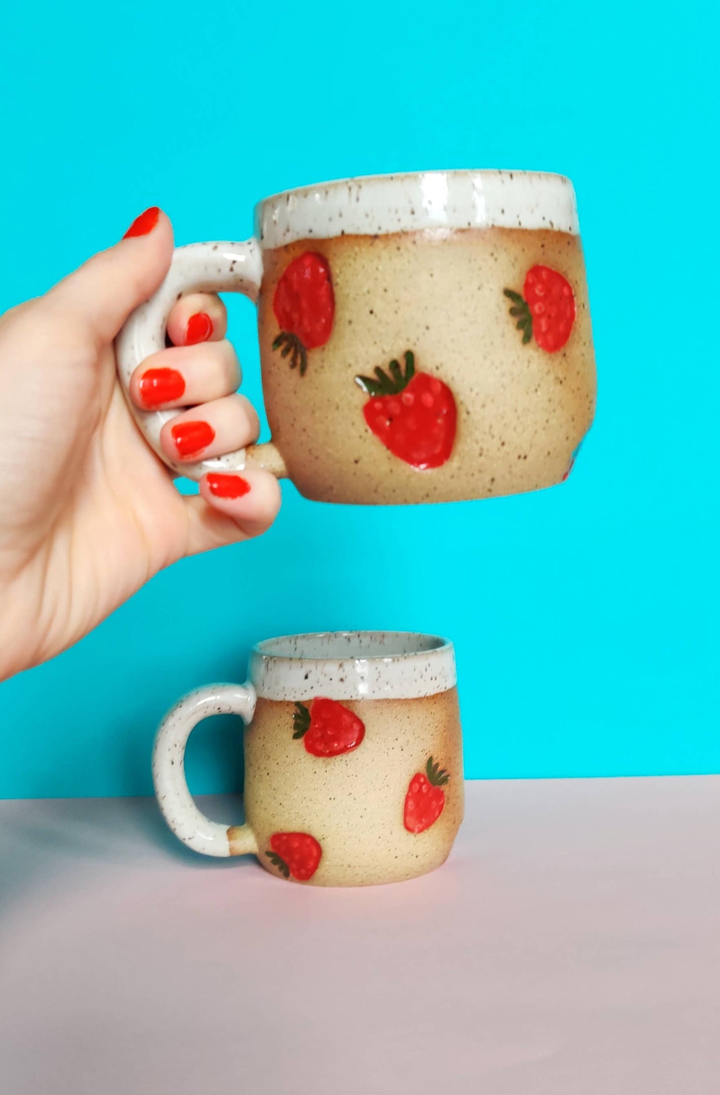 Strawberry Stamped Mug: 16 oz by Osso Ceramics
